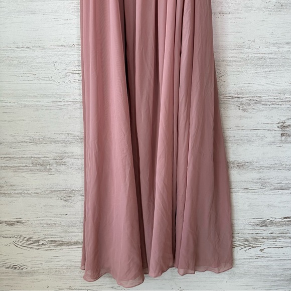 AZAZIE CHANEL Dress Dusty Rose Chiffon Floor Length Gown Prom Bridesmaid - Picture 5 of 10